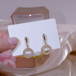 Luxury Gold Plated Diamante Circular Drop Earrings