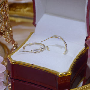 Fashion Gold Plated Diamante Hoop Earrings Huggies