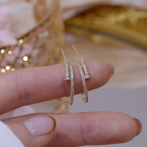 Fashion Gold Plated Diamante Hoop Earrings Huggies