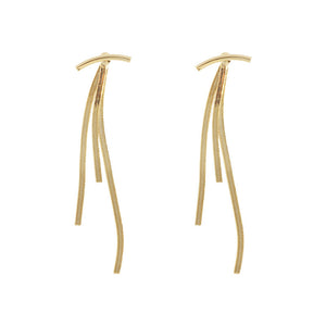 Gold Plated Snake Chain Tassel Earrings