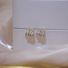 Load image into Gallery viewer, Double Layer C Shape Chic Diamante Huggies Ear Studs Earrings
