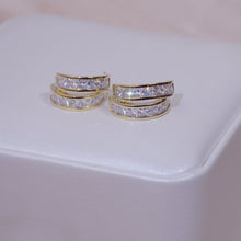 Load image into Gallery viewer, Double Layer C Shape Chic Diamante Huggies Ear Studs Earrings
