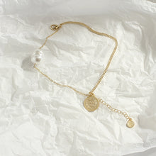 Load image into Gallery viewer, Baroque Single Pearl Bracelet with Gold Plated Chain
