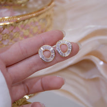 Load image into Gallery viewer, Zircon Diamante Circular Gold Plated Ear Studs Earrings
