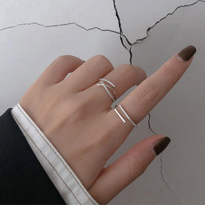 Diamante Cross Line Adjustable Ring