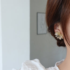 Crystal Flower Gold Plated Ear Studs Earrings