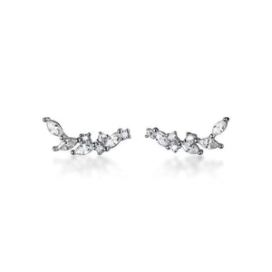 White Gold Plated Silver Floral Ear Cuffs Earring