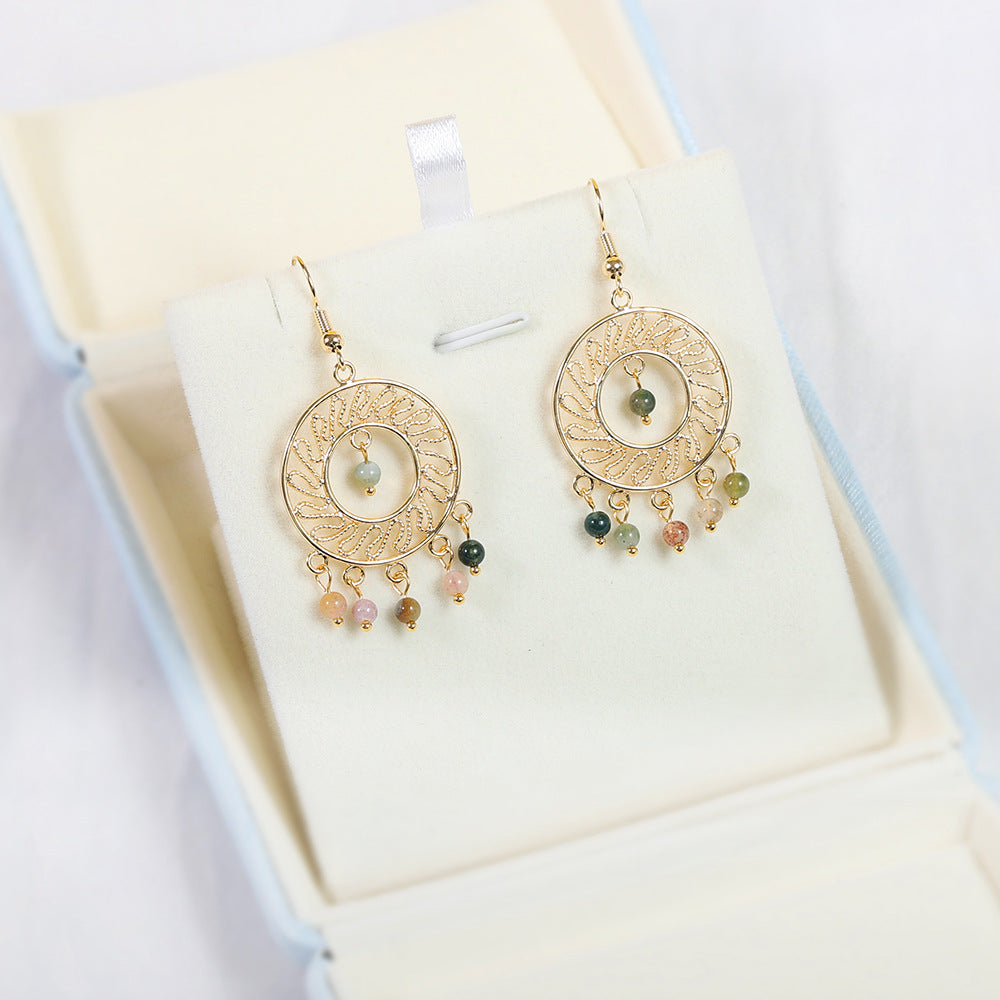 Ethnic Style Earrings in 18K Gold Plated Silver - Circle