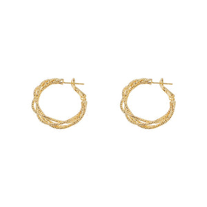 Luxury 14K Gold Plated Thread Twist Chic Huggies Earrings