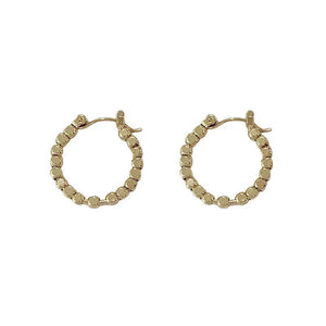 Gold Plated Bead Hoop Huggie Earrings