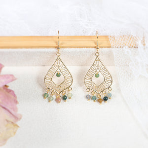Ethnic Styled Dangle Earrings in 18K Gold Plated Silver- Water Drop