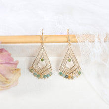 Load image into Gallery viewer, Ethnic Styled Dangle Earrings in 18K Gold Plated Silver - Diamond
