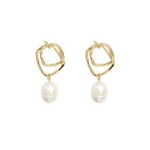 Load image into Gallery viewer, 14K Gold Plated Freshwater Pearl Drop Earrings
