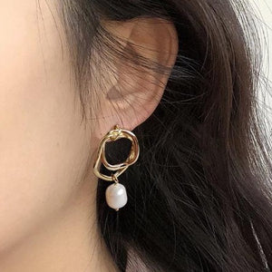 14K Gold Plated Freshwater Pearl Drop Earrings