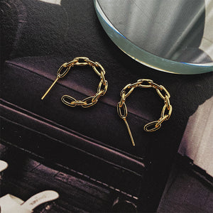 Gold Plated Chain Hoop Huggie Earrings