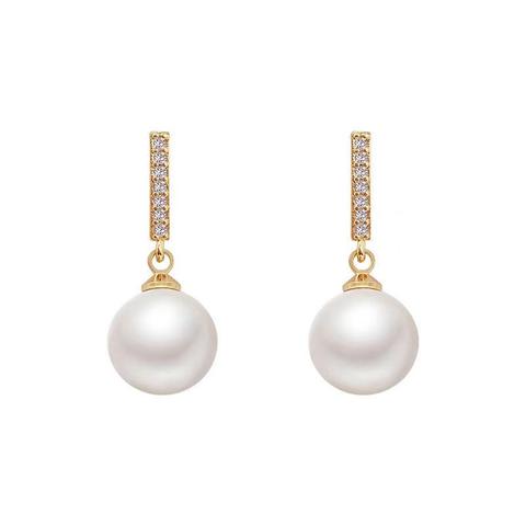 Gold Plated Luxury Diamante Pearl Drop Earrings