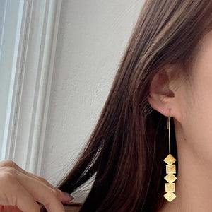Korean Style Geometric Pierce Gold Plated Drop Earrings