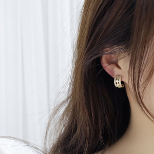 Fashion Gold Plated C Shape Zircon Ear Cuff Ear Studs