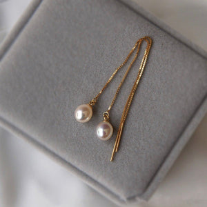 Luxury Pearl Gold Plated Silver Threader Earrings