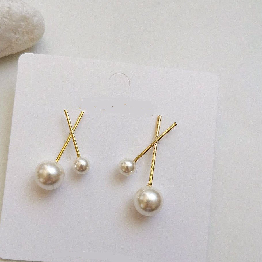 X Shape Pearl Stud Earrings