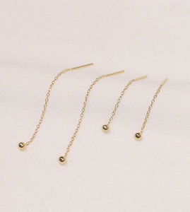 Rose Gold ball Chain Thread Through Earrings