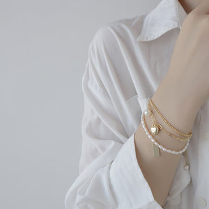 Vintage INS Popular 14K Gold Plated Pearl Bracelet