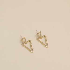 Luxury Double Triangle Zircon Diamante Ear Studs