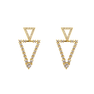 Luxury Double Triangle Zircon Diamante Ear Studs
