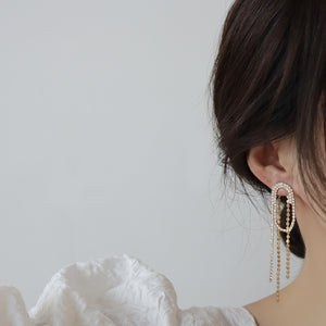 Luxury Fashion Design Gold Plated Oval Geometry Tassel Drop Earrings