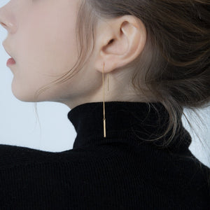 Simply Geometric 14K Gold Plated Tassel Threader Earrings