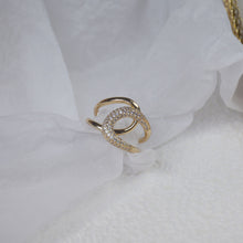 Load image into Gallery viewer, Fashion Design Gold Plated Zircon Geometric Rings Size Adjustable
