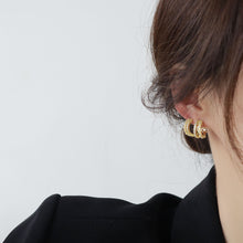Load image into Gallery viewer, Double Layer C Shape Gold Plated Zircon Ear Cuff Studs
