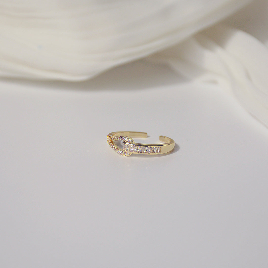 INS Popular Gold Plated Zircon Adjustable Rings