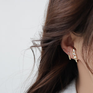 Fashion Design Luxury Zircon Gold Plated Silver Ear Cuff Stud