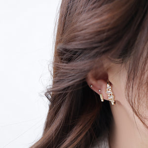 Fashion Design Luxury Zircon Gold Plated Silver Ear Cuff Stud