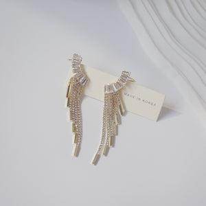 Luxury Gold Plated Korean Style Zircon Tassel Earrings