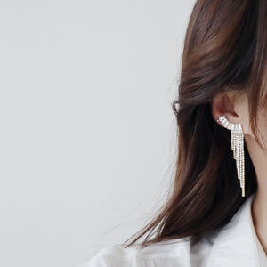 Luxury Gold Plated Korean Style Zircon Tassel Earrings