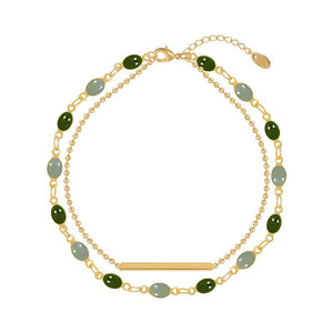 INS Fashion Design 14K Gold Plated Multi Gemstone Line Bracelet