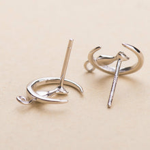 Load image into Gallery viewer, Silver Cat C Shape Stud Earrings
