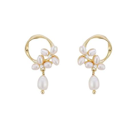 Gold Plated Pearls Drop Earrings