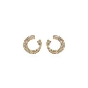 Diamante Golden C Shape Stud Earrings