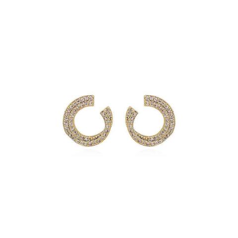 Diamante Golden C Shape Stud Earrings