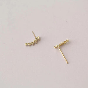 Mini Rhodium Diamante Cuff Earring Gold Plated Silver