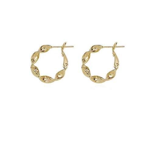 Gold Plated Twist Circle Huggie Earrings