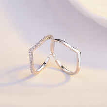 Load image into Gallery viewer, Sterling Silver Diamante Heart Shape Couple Ring Size Adjustable
