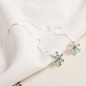 Snow Christmas Silver Chain Earrings
