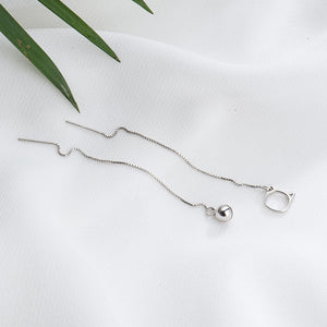 S925 Silver Cat Thread Through Asymmetric Earrings