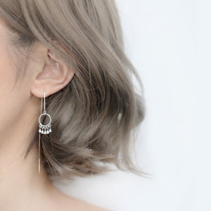Diamante S925 Silver Thread Through Drop Earrings