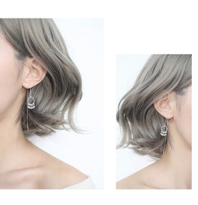 Diamante S925 Silver Thread Through Drop Earrings