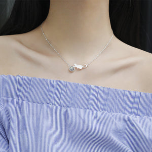 Cat Moonstone Silver Chain Necklace